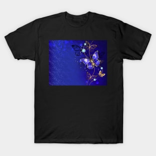 Blue Background with Sapphire Butterfly T-Shirt